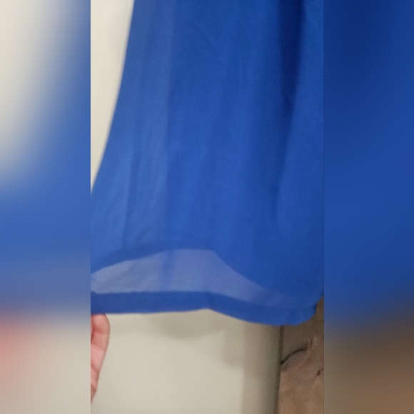 BEBE Layered Wide Leg Summer Trousers In Cobalt Blue. Size MED - Picture 9 of 12